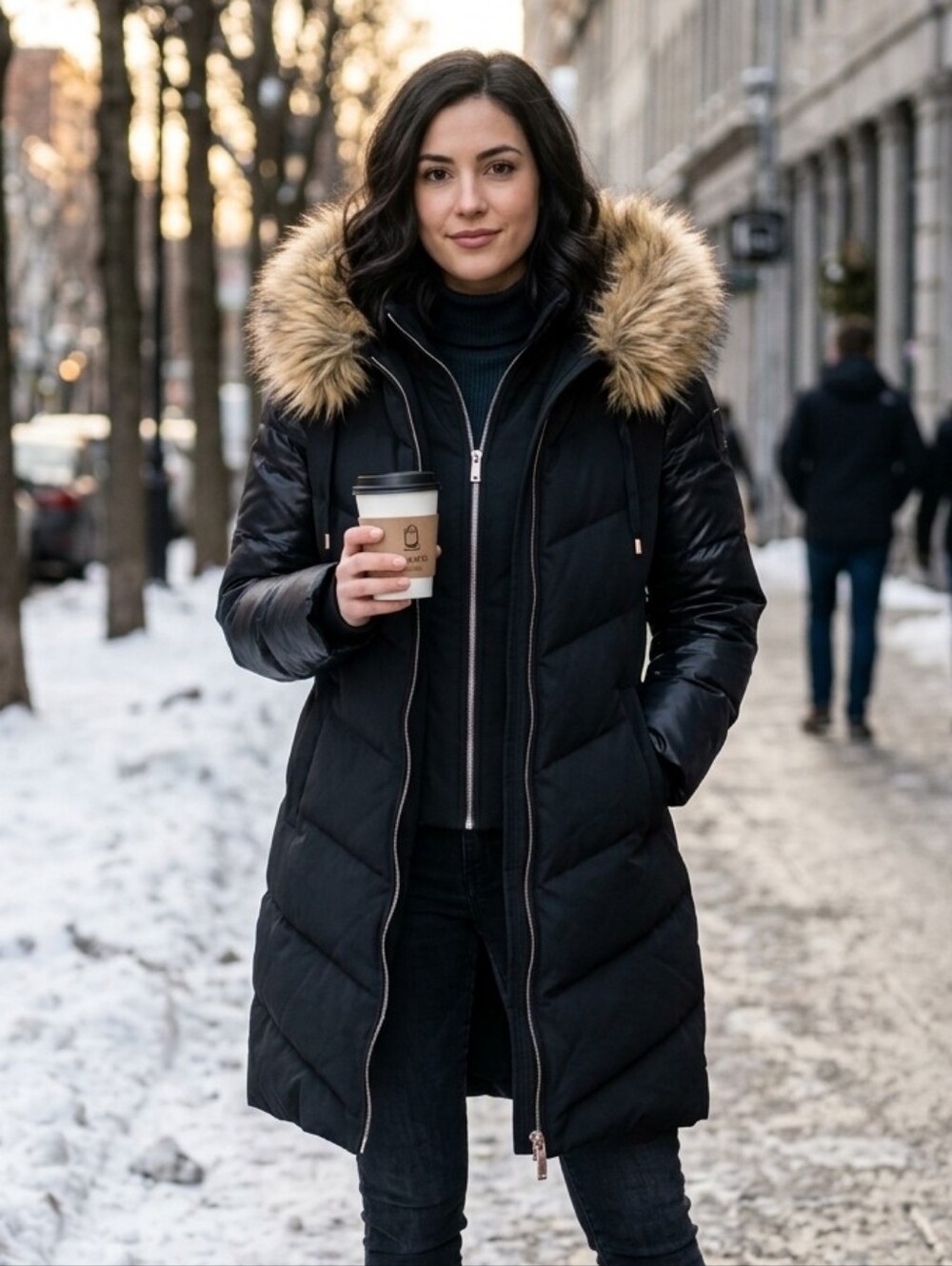 433. RUDSAK Klara Down Puffer Coat with Faux Fur Trimmed Hood